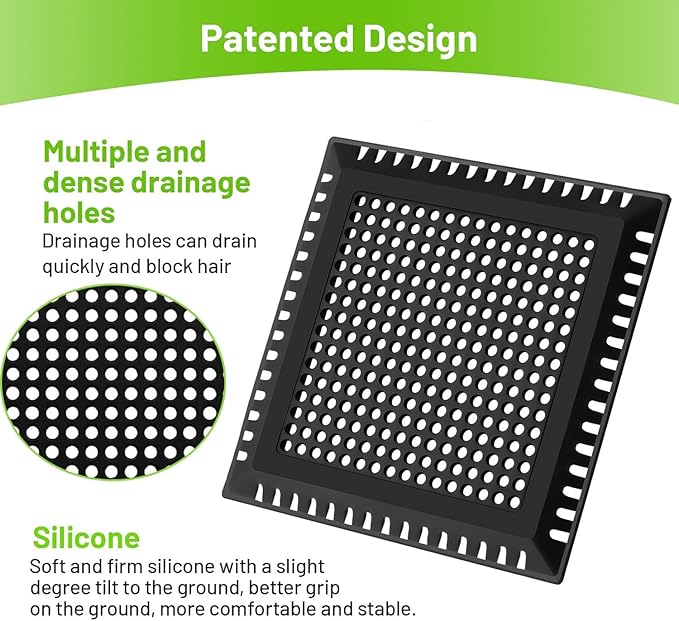 Drain Hair Catcher,Shower Drain Cover Hair Catcher Shower Drain Strainer for Bathroom Floor,Square Shower Hair Drain Catcher to Keep Away from Clogged Drain (Matte Black, 4 inch)