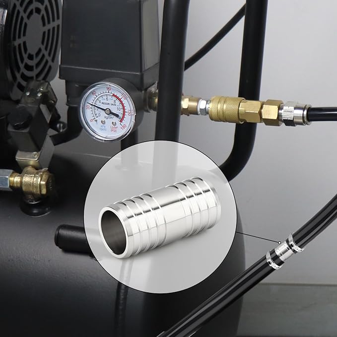 TAISHER 2PCS 304 Stainless Steel Pex Fittings, 1" Pex Coupling With 4PCS Hose Clamp For Pex Tubing Pipe