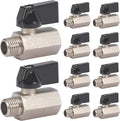 10 Pack 1/4'' Mini Brass Ball Valve 1/4 Inch Female x Male Threaded NPT Ball Valve Shut-Off Valve Plumbing Fitting for Water Oil Gas