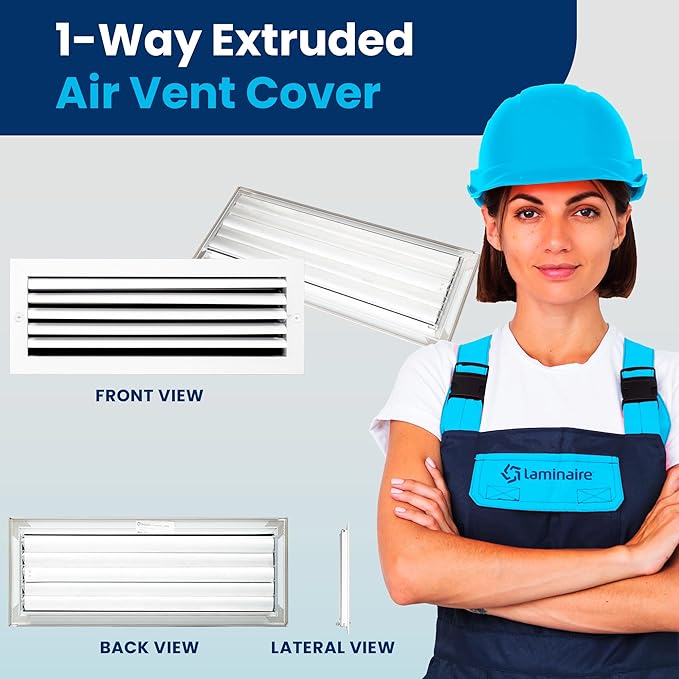 30x8 Inch (Duct Opening) Aluminum 1-Way Air Flow Vent – HVAC Vent Cover for Wall or Ceiling – Quiet HVAC Wall Register with Multi-Shutter Damper – Adjustable Curved Blade - Plastic Seal for Tight Fit