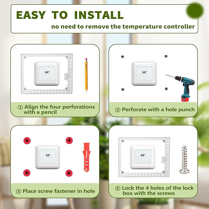 4 PCS Thermostat Lock Box with Key, Large Thermostat Cover with Lock for Thermostat on Wall, AC Control Lock Box Cover with Key, Air Conditioner Lockbox Fits Thermostats 5" H x 6.3" W or Smaller