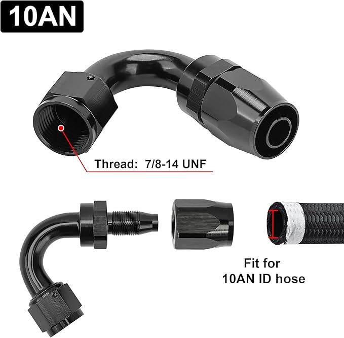 EVIL ENERGY 10AN Hose End Fitting 120 Degree Swivel for CPE Braided Fuel Hose Black