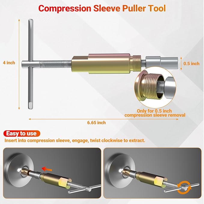 Preciva 9PCS Angle Stop Wrench Kit,2-in-1 Faucet Wrench & Compression Sleeve Puller with 5 Sandpapers &1 Storage Bag Plumbing Tool Set for Removing and Installing Angle Valves DIY & Experts