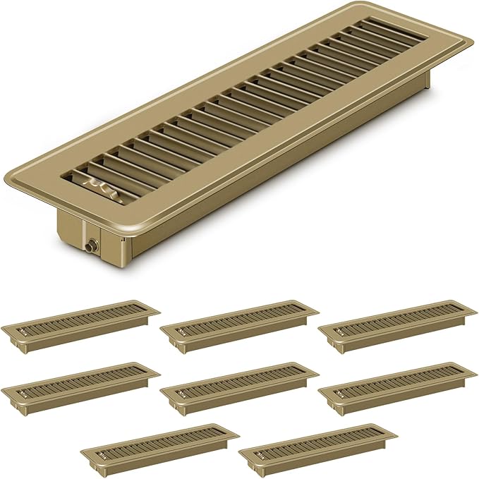 1 PCS Floor Vents Floor Registers 2x12 inch, Heavy Duty Metal Heat Air Vent Covers 2 X 12 with Rust Proof Finish for Home Office Wall Floor Registers Grilles & Vents (1, Brown, 2x12 Inches)
