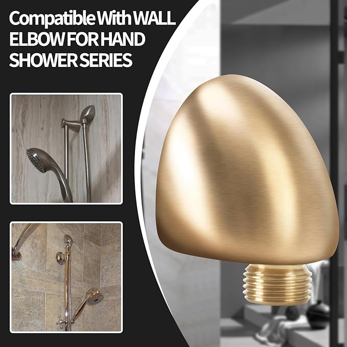 50560-CZ-PR Wall Supply Elbow For Hand Shower Elbow Adapter,Water Supply Elbow For Hand Shower,Wall-Mount Supply Wall Elbow For Hand Held Shower Elbow Adapter,Lumicoat Champagne Bronze