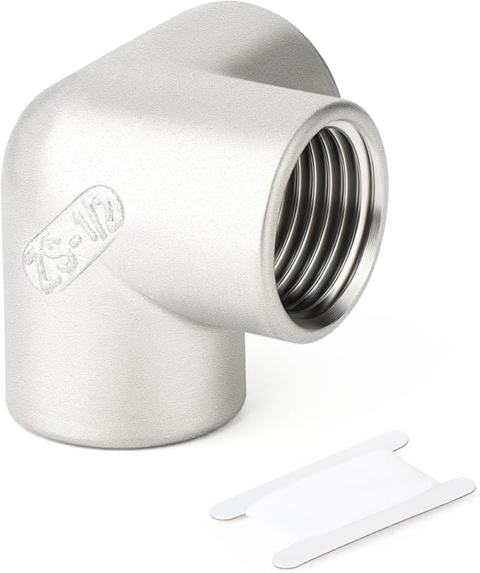 TAISHER 1PCS 304 Stainless Steel 3 Way Corner Pipe Fittings, 1/2" x 1/2" x 1/2" NPT Female Pipe Fittings