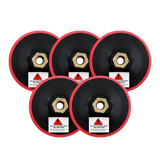 SHDIATOOL 4-Inch Backer Pad Backing pad of Foam Plastic Body with 5/8-Inch-11 Thread for Diamond Polishing Pads Pack of 5