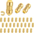 30-Pack Niikappu Push Fit Fittings, 1 Inch x 1 Inch Brass Plumbing Fittings to Connect PEX, Copper, CPVC, Brass Straight Coupling With Disconnect Clip