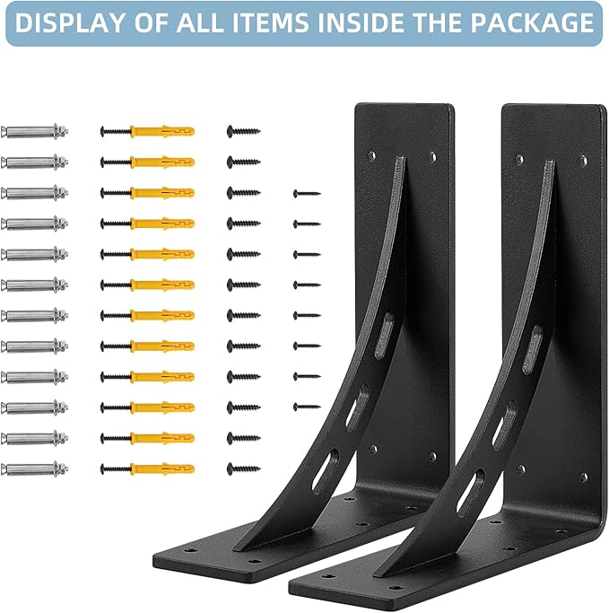 9"x8"x2.5" Heavy Duty Shelf Brackets - Max Load 1100 LBS, Premium Alloy Metal Mantel Brackets - Set of 2 - Fireplace & Countertop Support