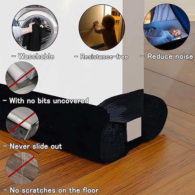 Door Draft Stopper for Doors No Adhesive Draught Excluder Under Door Wind Blocker for Bottom of Door,Reduce Noise Draught Excluder Sweep Sound Proof (29-35IN / Distance Under The Door 2IN)