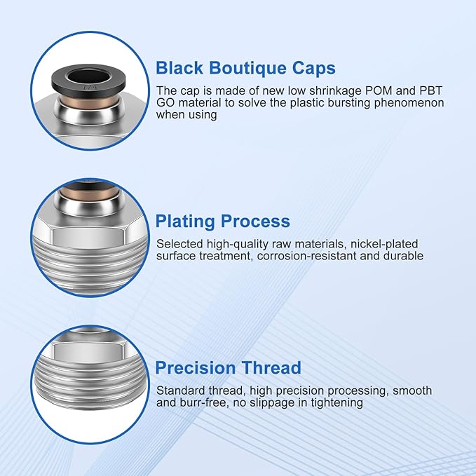10 Pcs Push-to-Connect Fittings 1/4 Inch Tube OD x 1/2 Inch NPT Thread Pneumatic Male Straight Quick Connect Air line fittings