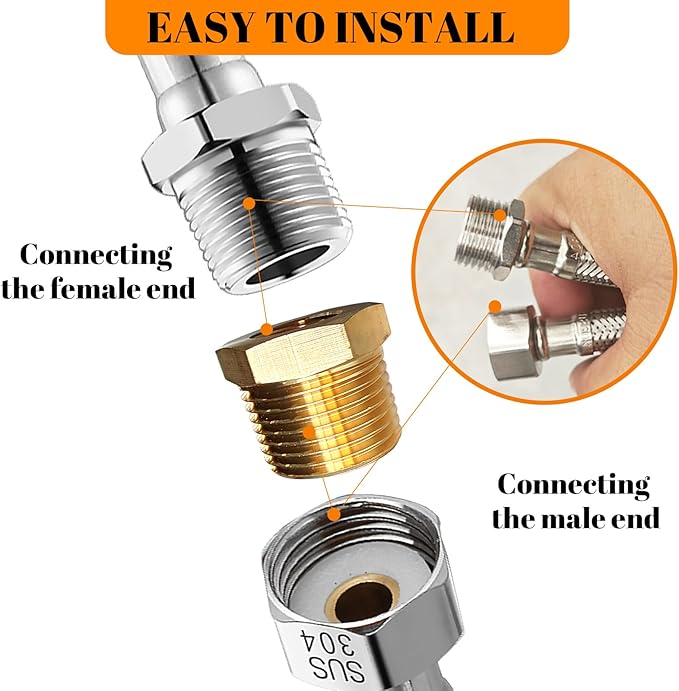2 Pcs Brass Bushing 1/2" Male to 1/4" Female, 1/2" to 1/4" NPT Adapter Hex Brass Reducing Pipe Adapter Fitting Pipe Hose Tube Adapter Convert