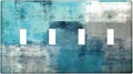 Turquoise Grey Light Switch Cover 4 Gang Toggle Decorative Wall Switch Plates Abstract Art Wallplates Outlets Cover for Kitchen Bedroom Decor