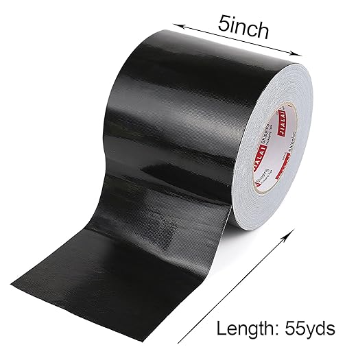 Wide Duct Tape, Industrial Grade Black Wide Tape 5 inches x 55 Yards (164 ft), 9 Mil Heavy-Duty, Waterproof, Strong, Flexible, No Residue, UV Resistant for Crafts & Home Improvement