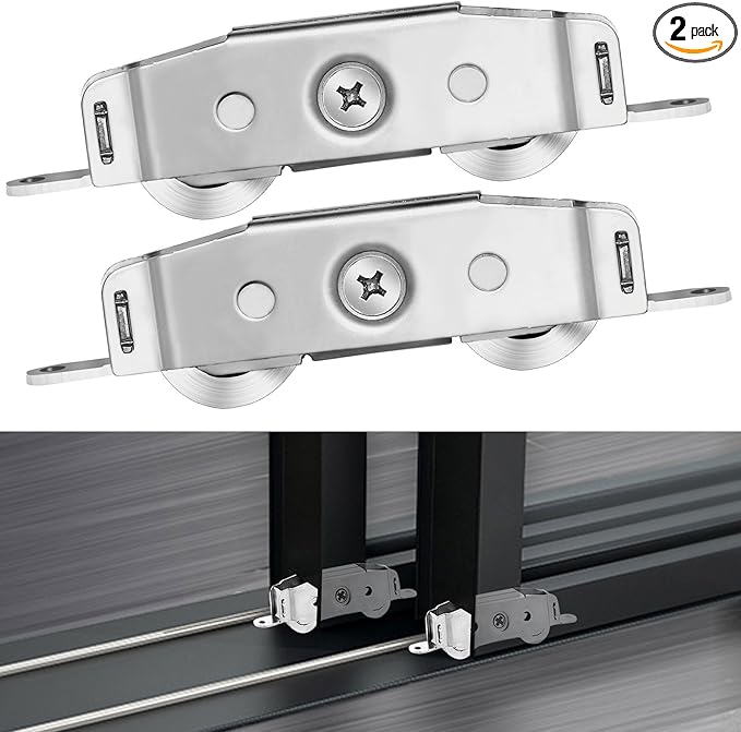 Sliding Door Rollers Replacement,304 Stainless Steel Heavy Duty Ball Tandem Wheels Bearing,Patio Sliding Glass Door Roller Assembly Height Adjustable,2 Pack