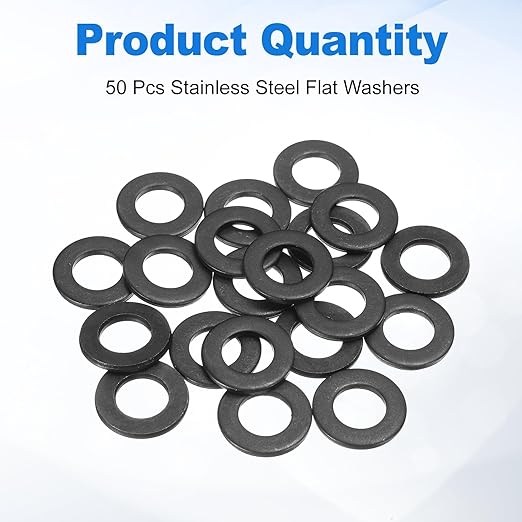 uxcell 50Pcs M12 Fender Washers, Carbon Steel Flat Washer 24mm OD, 2.5mm Thickness, Metal Gasket for Screws and Bolts, Black Oxide