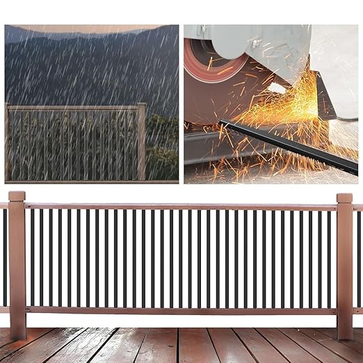 100 Pack Deck Balusters 32 '' Straight Baluster, Black Metal Deck Spindle and Stairs Railing with Screws,Hollow Rectangle Deck Balusters for Deck Railing Porch(32 x1.2x0.4 in)