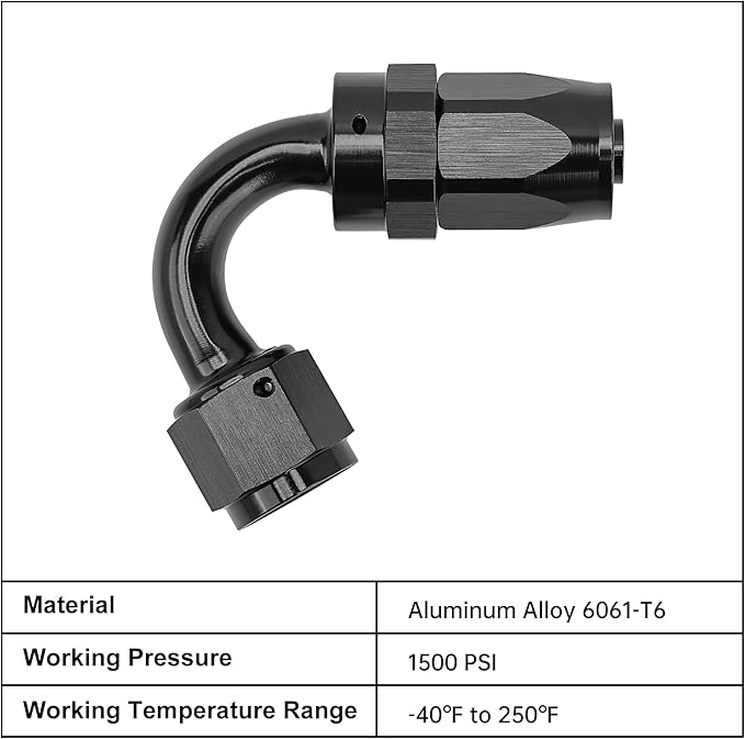 EVIL ENERGY 8AN Hose End Fitting 120 Degree Swivel for CPE Braided Fuel Hose Black