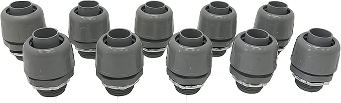 Sealproof 3/4-Inch Non-metallic Liquid Tight Straight Electrical Conduit Connector Fitting, UL Listed, 3/4" Dia, 10-Pack
