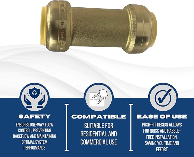 XFITTING Push Fit 3/4 Inch x 3/4 Inch Push Fit Check Valve, 28-4-4=10XX (10 Pieces)