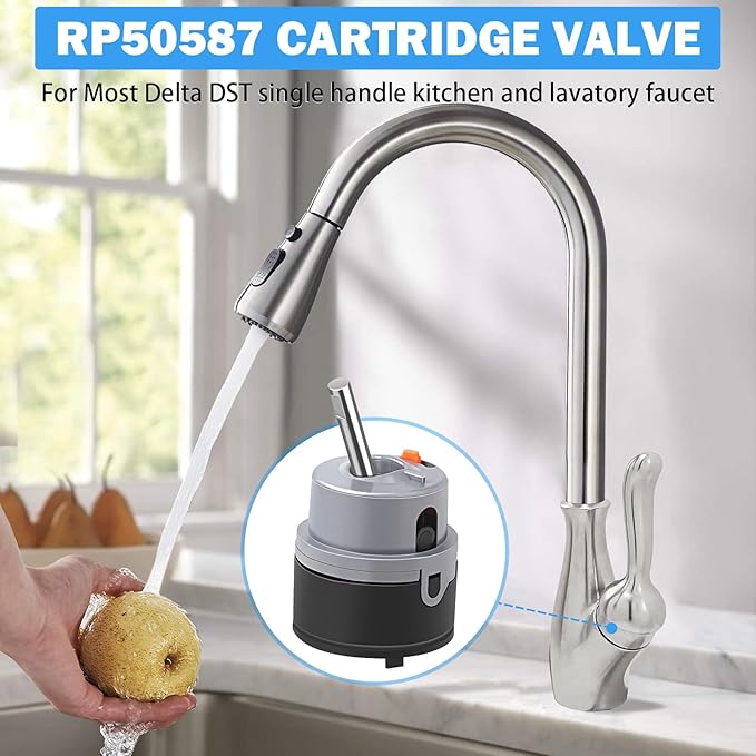 RP50587 Delta Cartridge Valve Replacement for DST Single Handle Kitchen and Lavatory Faucets Repair Parts Universal Delta Faucet Diamond Seal Technology Single Handle Valve Cartridge with Allen Wrench