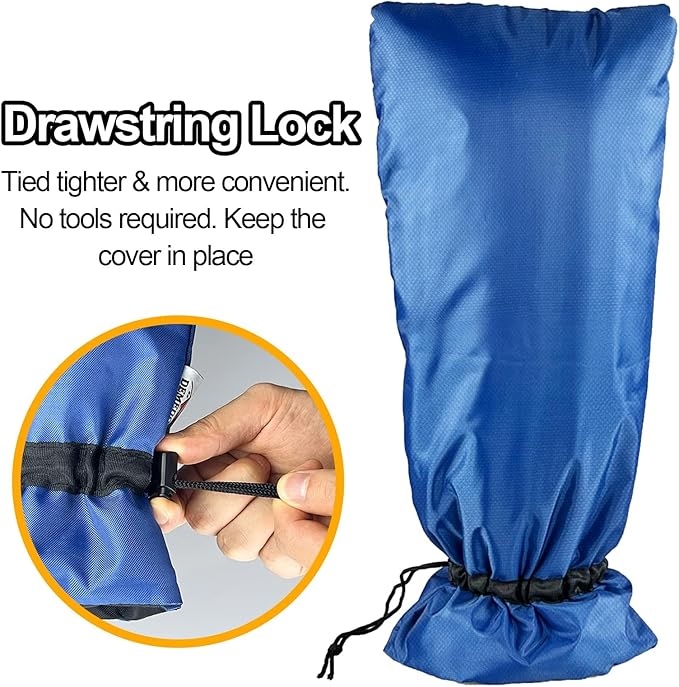 XXL Outdoor Faucet Covers for Winter, 3M Thinsulate Insulation Faucet Freeze Protector, 25”H x 13”W for Garden Lawn Faucets & Yard Hydrant, Waterproof Insulated Spigot Cover Faucet Sock – Blue
