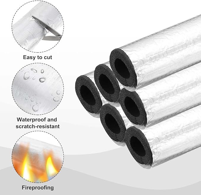 PATIKIL Pipe Insulation Foam Tube, 3.3FT Length Self Adhesive Pipe Freeze Protection Wrap with Aluminum Foil 3"(76MM) ID x 5cm Thickness for Outdoor Winter Irrigation