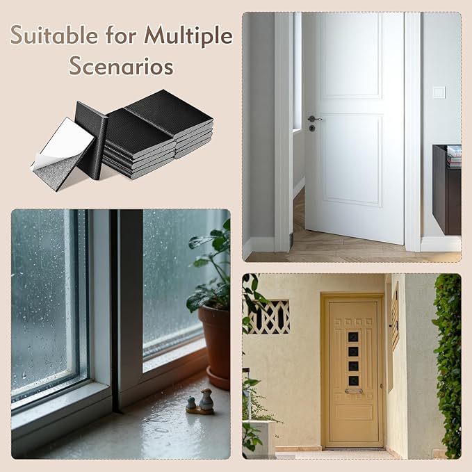 12Pcs Black Self-Adhesive Door Corner Seal, High Elastie Foam Door Corner Seals Weather Stripping Draft Stopper Frame Seal for Exterior Doors, Noise Insulation & Weather Protection