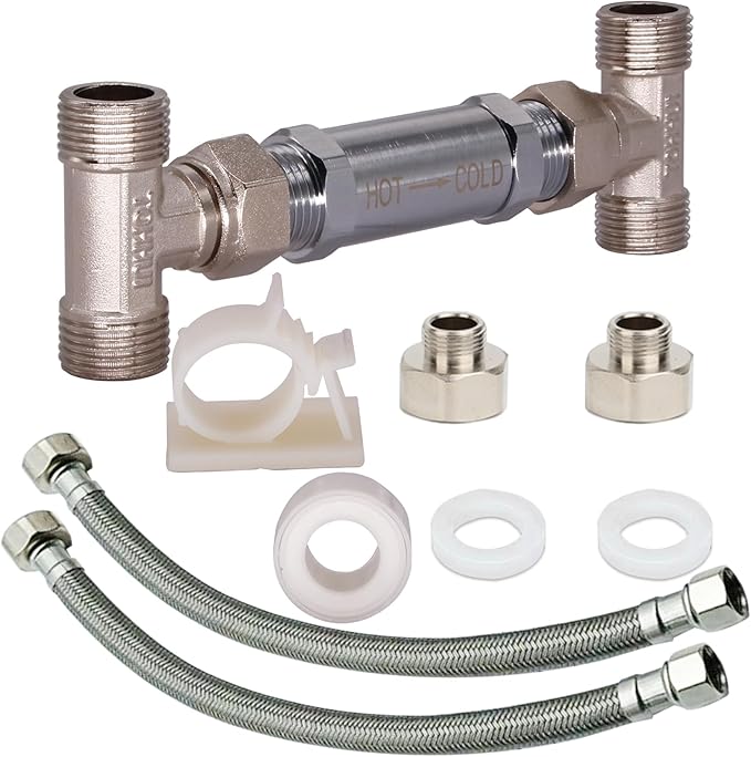 Sensor Valve Kit for Instant Hot Water Recirculating Pump Bypass Valve Upgraded Brass Versions Includes Valve & 2 PEX Supply Lines Compatible With 500800 500805 Replace Swivel Joints 367010 595926