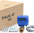 U.S. Solid Water Leak Detector - Water Leak Detect and Protect System with 3/4" Brass Motorized Ball Valve, Controller and 3 Sensors(Pack of 10)