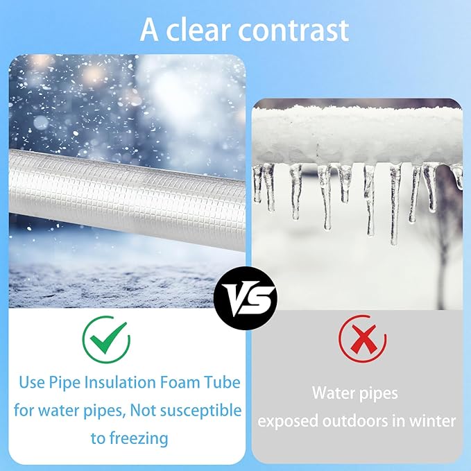 1 " ID Pipe Insulation Foam Tube Self Adhesive 16 " L Peel and Stick Pipe Insulation Foam Wrap Aluminum Foil Pipe Covers for Spigot, Winter Outside Pipes, Sprinkler 20 PC
