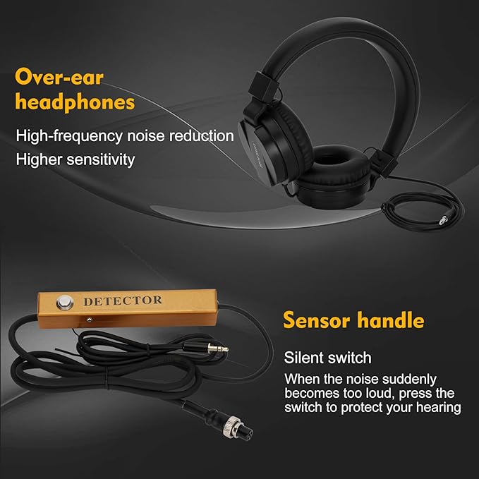 Underground Water Leak Detector, Water Pipe Leak Detector, Two Size Sensors Precise Positioning, High-Sensitivity Digital Display Leakage Sensor, Carrying Case
