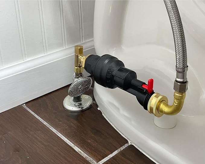 Water Block Automatic Toilet Leak Detector & Shutoff Valve Kit - Stops Leaks, Prevents Floods & Property Damage, Saves Money & Conserves Water - Includes Fittings - Tight Space Horizontal Installation