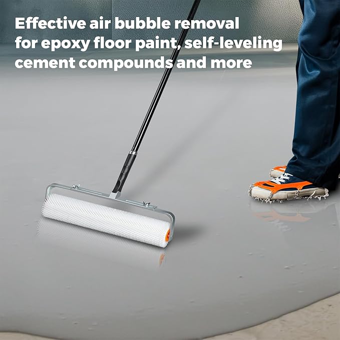 18" Self Leveling Concrete Spiked Roller: HexDorn 13/20/31mm Spiked Roller for Epoxy Floor, Screeding Compound Cement Concrete Paint, Bubble Remover (20mm)