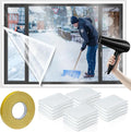 12 Pcs Window Insulation Kit Total 63 × 564 inches POF Shrink Film Insulator Fits up to 12 Windows with Double Side Tape Waterproof Insulation kit for winterizing Winter