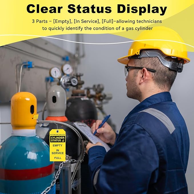 50 Pack Cylinder Status Sign Tags 2.4 X 4.7 Inch Empty in Service Full 3-Part Perforated Labels with Pre-Attached Wires for Checking The State of The Cylinder (50)