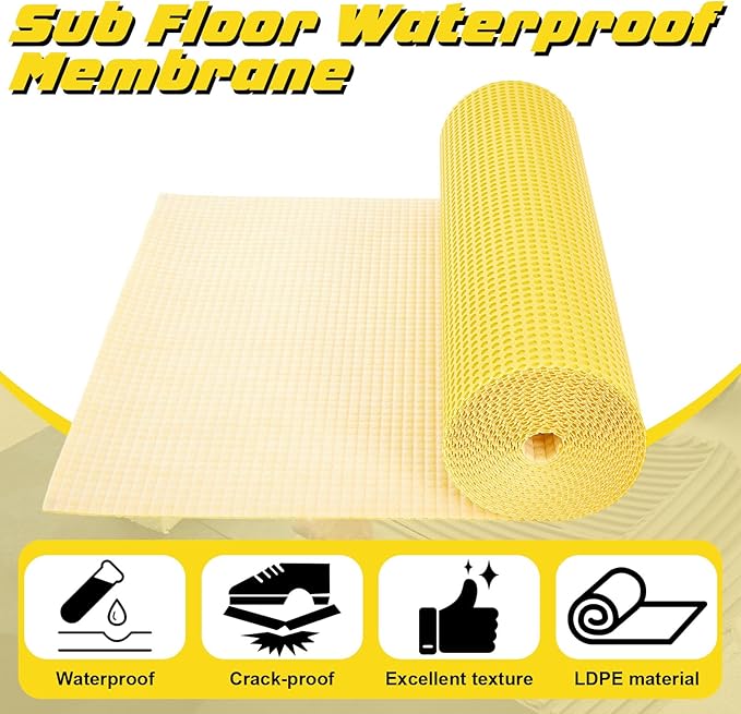 Nuanchu 1/8 x 3.28' x 49.21' Dimple Drainage Matting, Moisture Barrier Foundation Wrap Floor Underlayment Sub Floor Waterproof Membrane, Improves Water Movement and Drainage