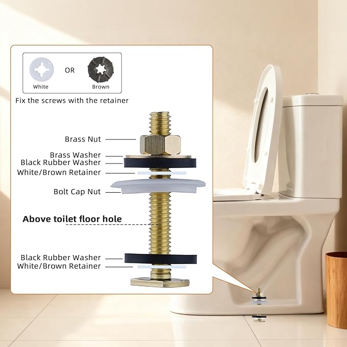 Hibbent Extra Thick Toilet Wax Ring Replacement Kit, Universal Toilet Seal Ring with Brass Toilet Floor Bolts and Retainer Washers, PE Flange Fits 3 Inch and 4 Inch Drain Pipes
