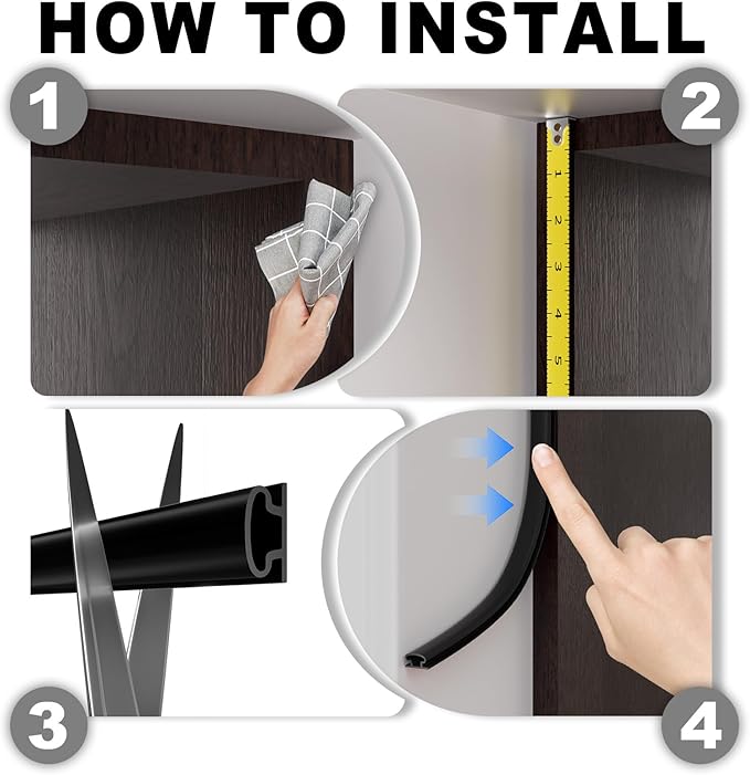 Weather Stripping Door Seal Strip, D Shape Rubber Door Weather Stripping,Self Adhesive Doors Seal Strip for Window Frame Weatherstripping Soundproofing Insulation (Black, 23FT)