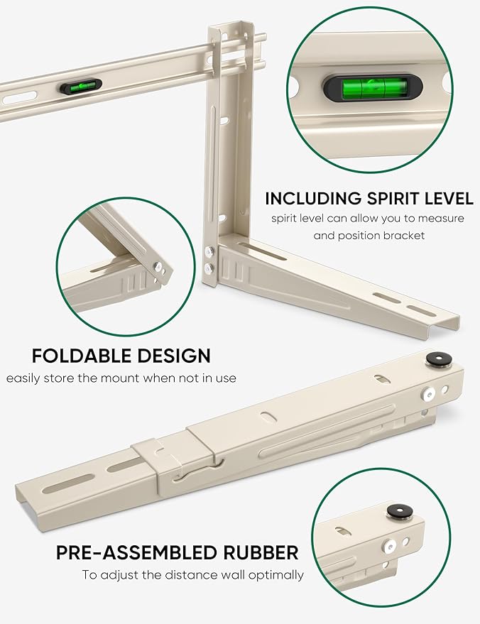 Mini Split Wall Mounting Bracket for 7000-12000 BTU Mini Split Air Conditioner with Leveler Universal Ductless AC and Heat Pump Systems Outdoor