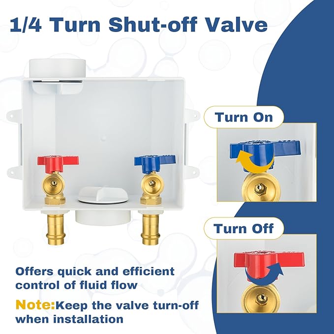 2-PACK GUOFIS Washing Machine Outlet Box, PEX Laundry Washer Box with Central and Side Drain Design(1/2"Copper Press Connection Inlet X 3/4"MHT Outlet)(WM055-2Pack)