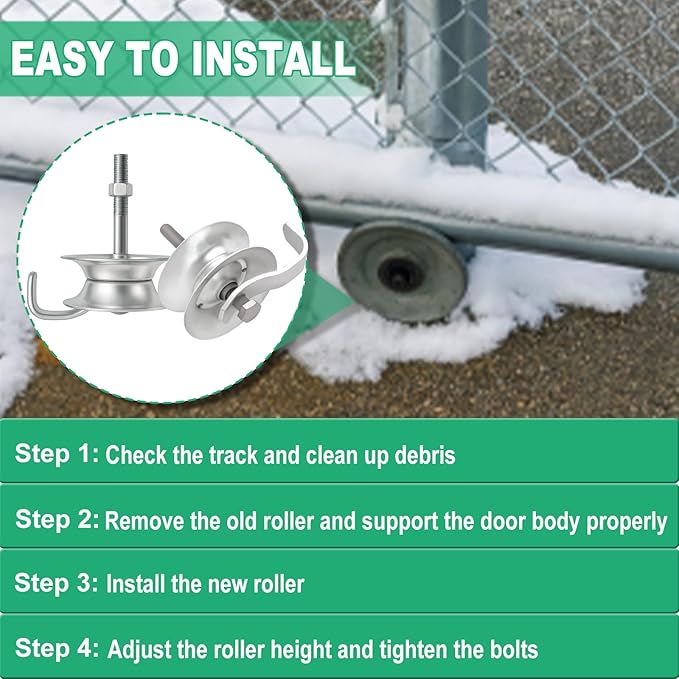 5'' Sliding Gate Rollers for 1-5/8'' Pipe Track, Heavy Duty Galvanized Steel Gate Wheel with Bolts, U Groove Wheel Hardware Replacement kit(2pack)