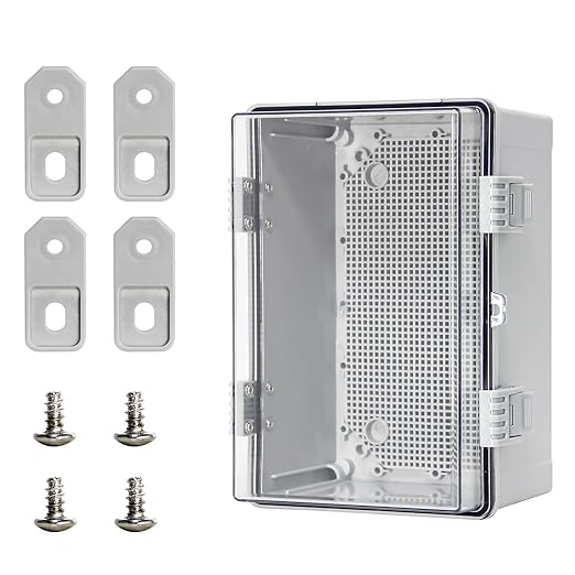 Waterproof Outdoor Junction Box IP66 ABS Plastic Electrical Box Universal DIY Project Box for Indoor/Outdoor Use with Wall-Mount Bracket Clear (11.8"x7.8"x6.6")