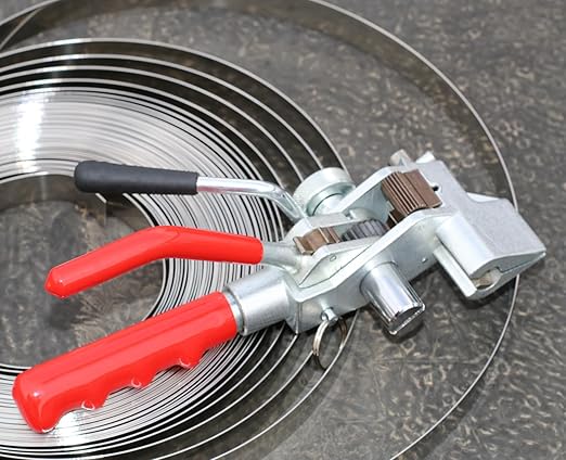 Metal Banding Strapping Kit with Band Ratchet Tensioner,Steel Pallet Packaging Tool with 100 pcs Steel Buckle 3/4" x 100 Feet Banding Coil Heavy Duty Belt Sealer