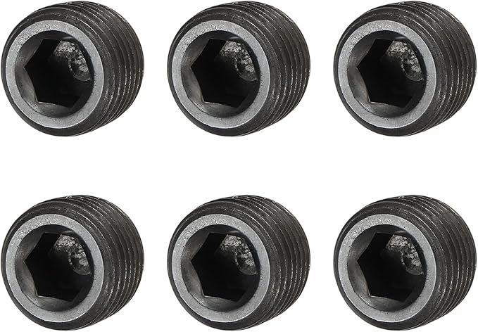 Pipe Plug Carbon Steel Internal Hex Thread Socket Pipe Plug Fitting - Fitting for (Sealing Port - Air Tanks - Water Outlets) 1/2 Inch NPT Male & 6 Pack