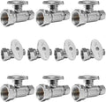 10-Pack Foskan 1/4 Turn Straight Shut off Valve,Straight Stop Valve 3/8" OD x 1/2" FIP,Chrome Plated Brass