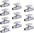 10 PCS EFIELD Stop Valve Pex-a 1/4 Turn Straight 3/8" OD Compression X 1/2" Expansion (F1960) Chrome Plated Brass,(VALVE101)