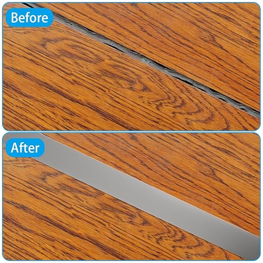 8Ft Floor Transition Strip, 3in Wide Self Adhesive Vinyl Threshold Strip for Joining Floor Gaps Wood Grain Design Tap(Gray)