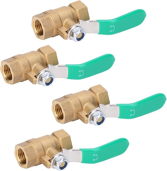 1/4in Female Thread Ball Valve, Brass Water Valve for Plumbing System, Thickened Brass Drain Shut Off Switch with Fixed Ball Structure, Automatic Pressure Relief Function
