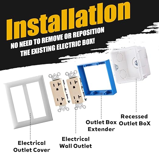 6Pcs Double Gang Outlet Box Extender Electrical Box Extenders with 24Pcs Screws, Receptacle Extenders 2 Gang Electrical Boxes for Electricals Boxes and Electricals Outlet Switches(Blue)(3/4in)